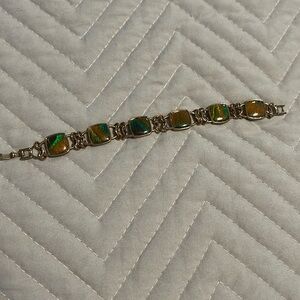 Turquoise and brown gold bracelet